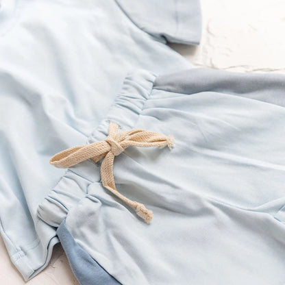 Contrast Color T-shirt and Shorts Set - Peachy Bloomers