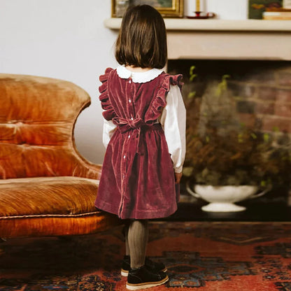 Girls Sleeveless Velvet Vest Dress - Peachy Bloomers