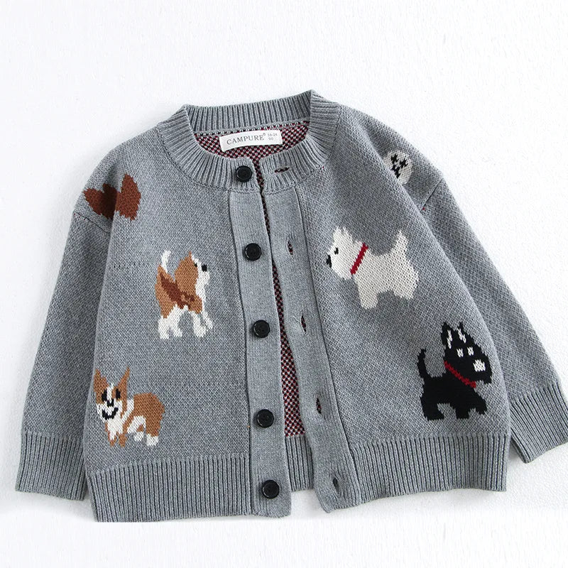 Puppy Gray Cotton Knit Cardigan