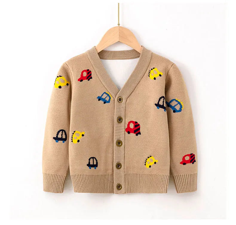Car Embroidery Knit Cardigan