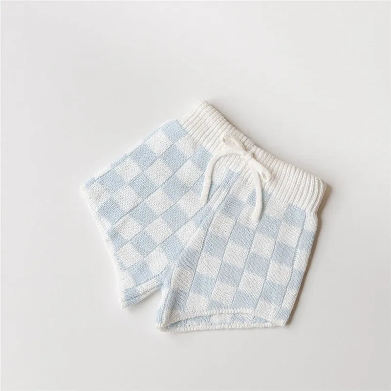 Checkered Knit Toddler Top & Shorts Set