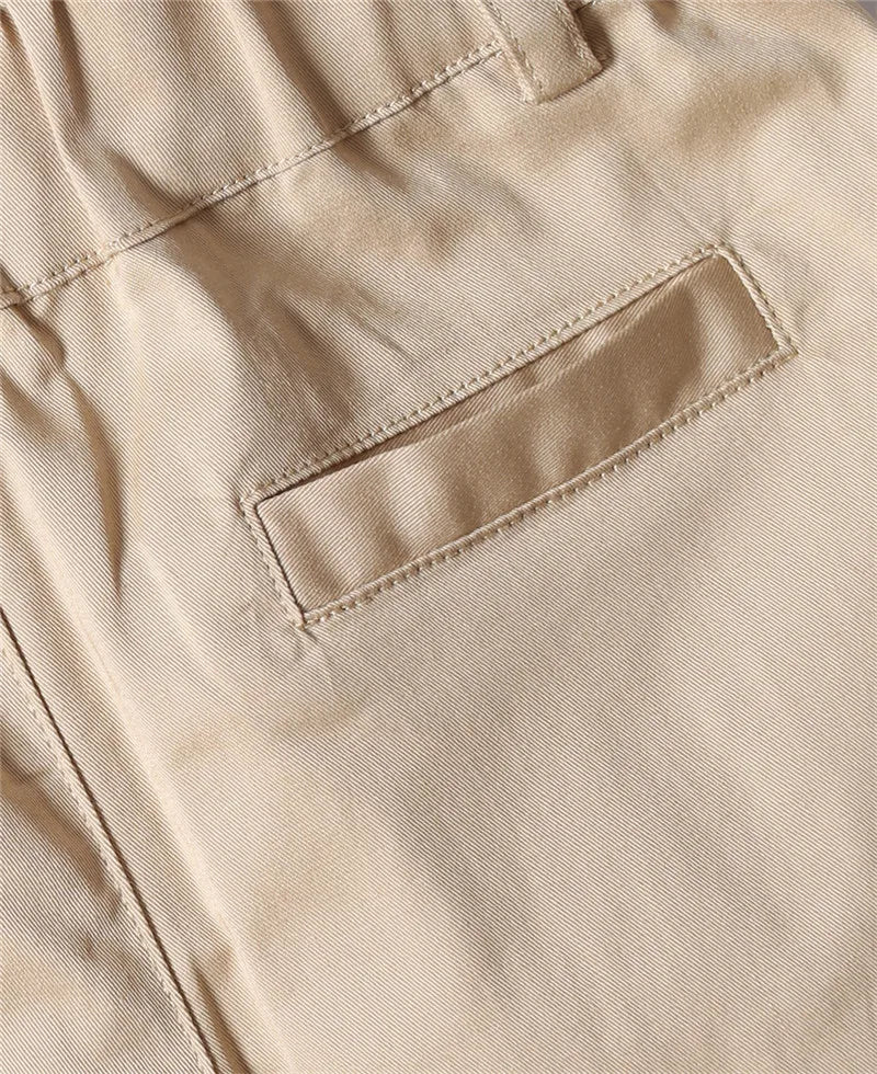 Classic Boys Khaki Pants with Plaid Cuff Detail