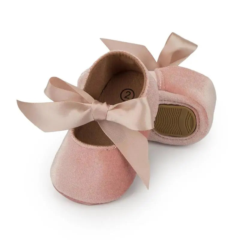 Baby Girl Ribbon Bow Velvet Shoes