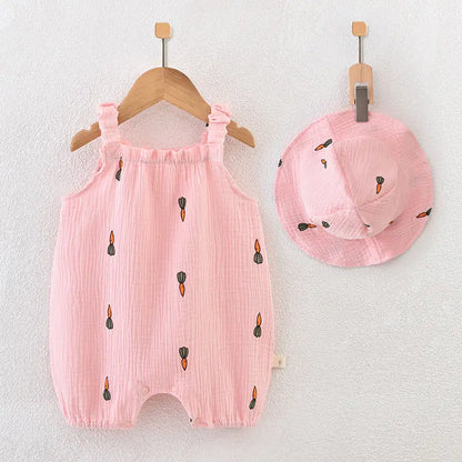 Newborn Baby Muslin Jumpsuit with Hat