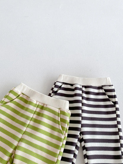 Baby Striped Cotton Sweatshirt & Sweatpants Set