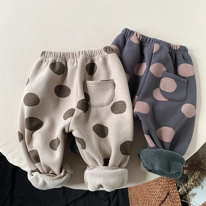 Polka Dot Girls Cotton Fleece Pants