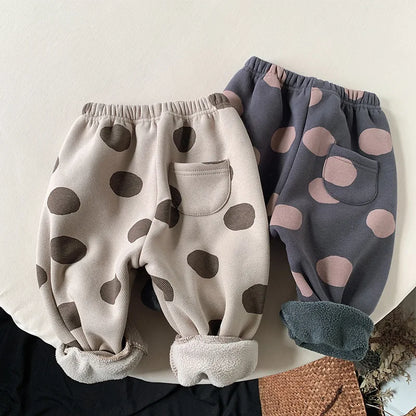 Polka Dot Girls Cotton Fleece Pants