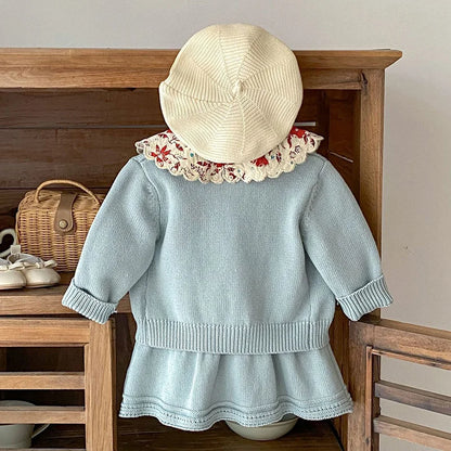 Daisy Blue Knit Cardigan and Dress Set