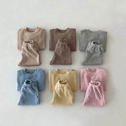 Casual Cotton Ribbed Sweatshirt and Sweatpants Set - Peachy Bloomers