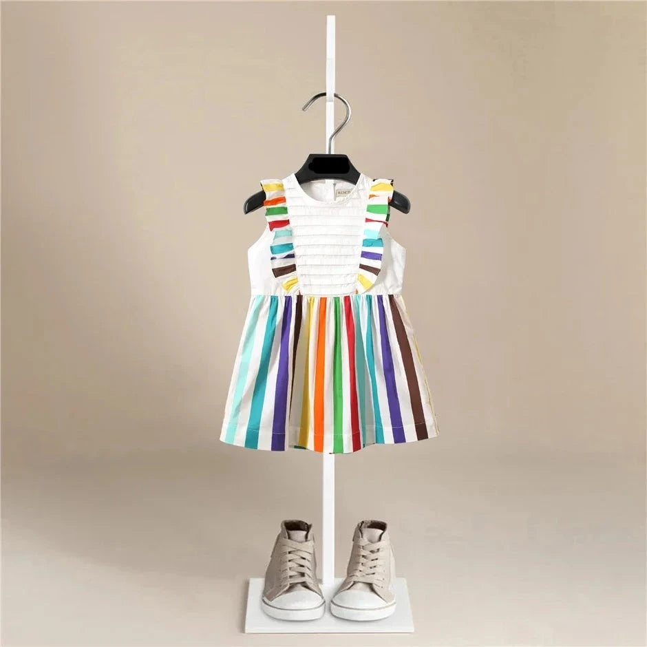 Elsie Rainbow Stripe Dress - Peachy Bloomers