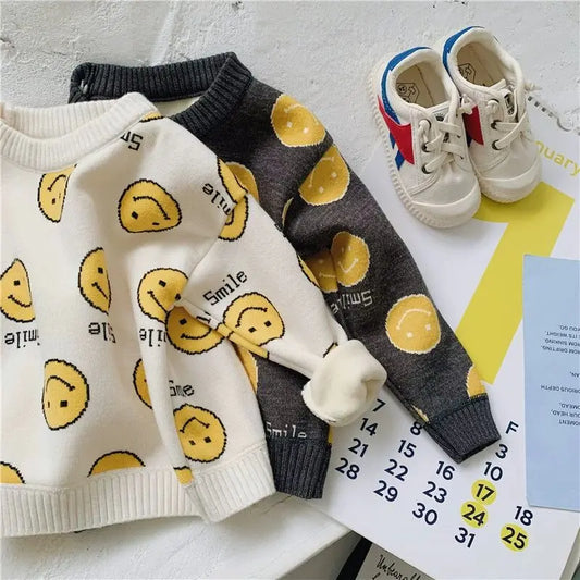 Smiley Face Knit Cashmere Blend Sweater