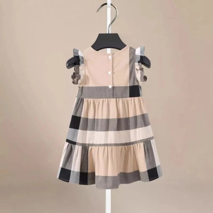 Beige Organic Cotton Plaid Dress - Peachy Bloomers