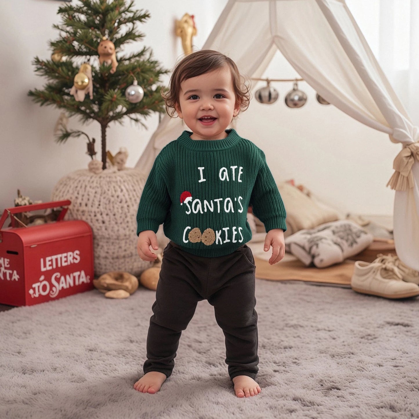 Toddler Christmas Knit Sweater - I ate Santas Cookies
