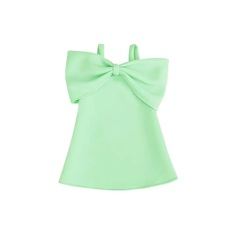 Big Bow Girls Party Dress - Peachy Bloomers