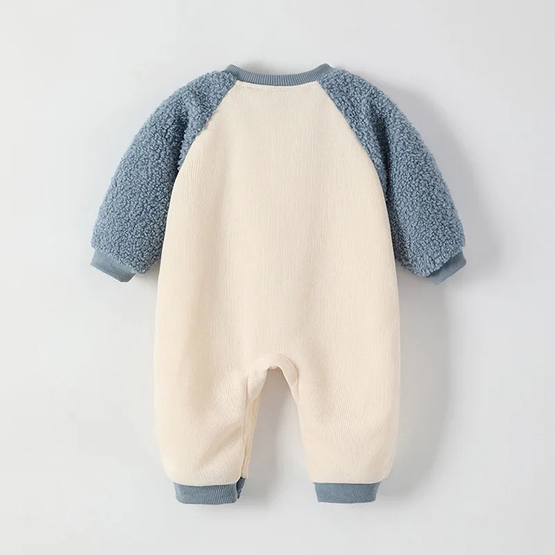 Baby Boy Teddy Fleece Onesie - Peachy Bloomers