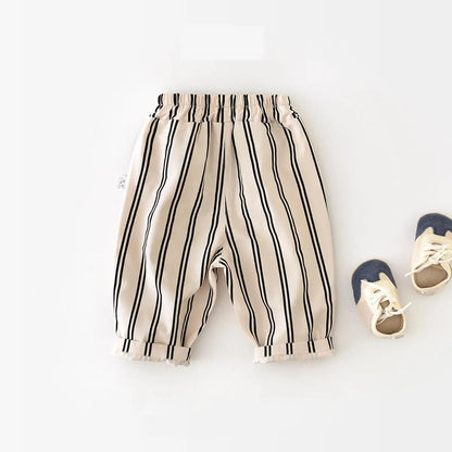 Stripe Elephant Cotton Pants