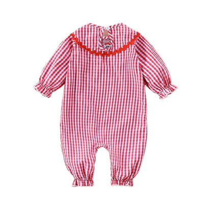 Baby Girls Christmas Embroidery Santa Jumpsuit