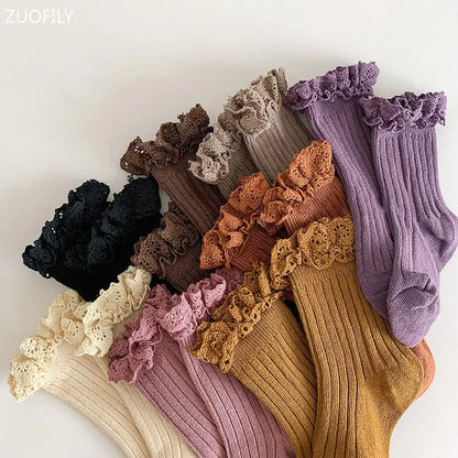 Ruffled Lace Girls Cotton Socks