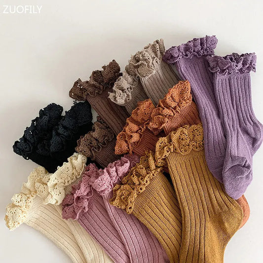 Ruffled Lace Girls Cotton Socks