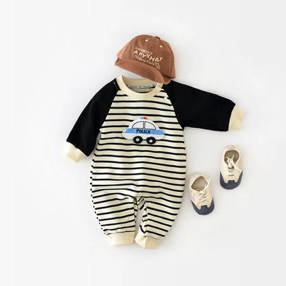 Baby Police Stripe Romper - Peachy Bloomers