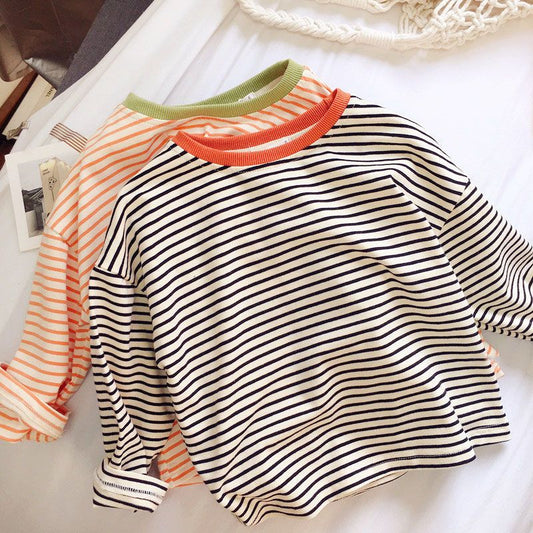Stripe Cotton Long Sleeve T-shirt