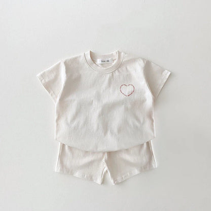 HEART BABY T-SHIRT AND SHORTS SET - Peachy Bloomers
