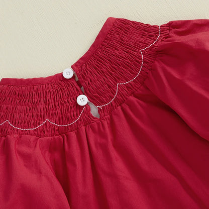 Toddler Girls Smocked Bow Holiday Romper