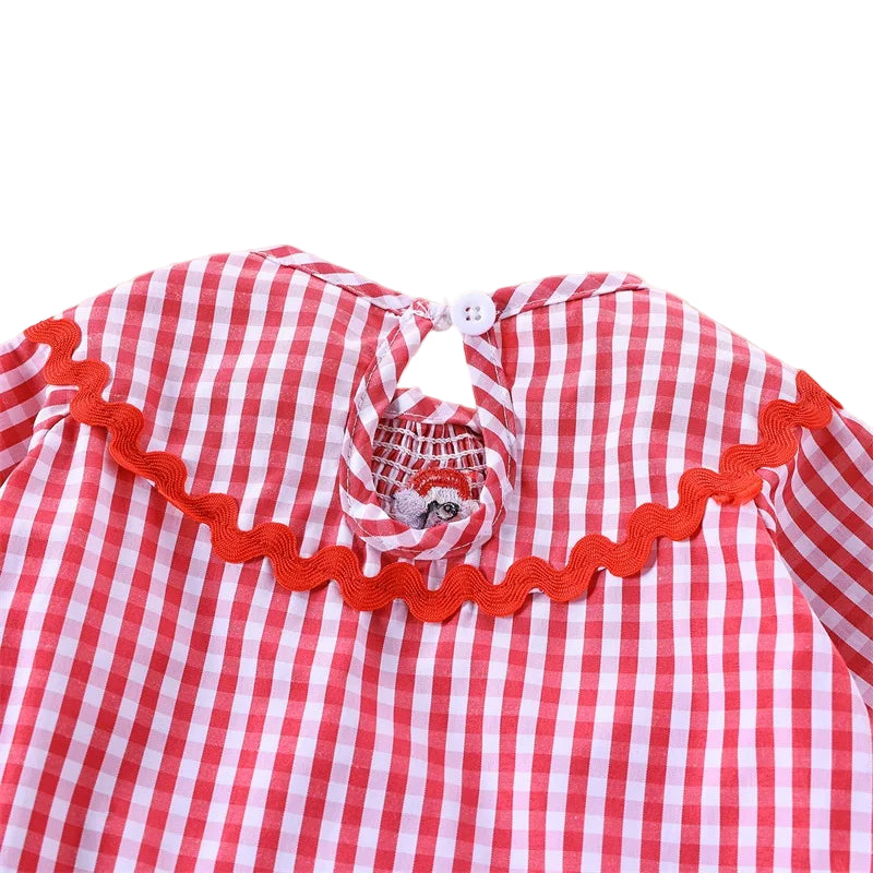 Baby Girls Christmas Embroidery Santa Jumpsuit