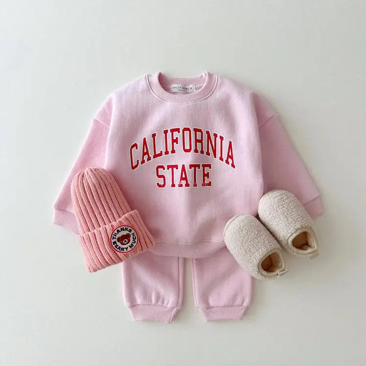 California Sweatshirt and Sweatpants Set with Fleece Lining - Peachy Bloomers