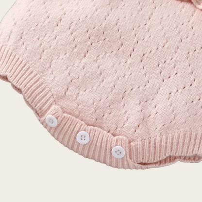 Baby Girl Knit Ruffle Onesie -Sweater