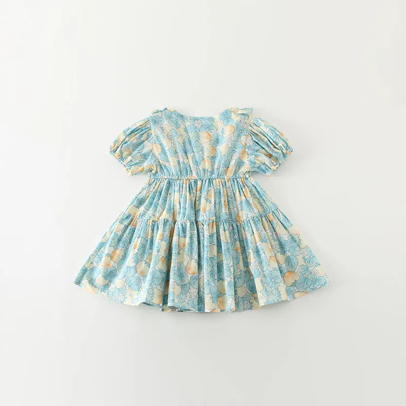 Floral Blue Cotton Dress - Peachy Bloomers