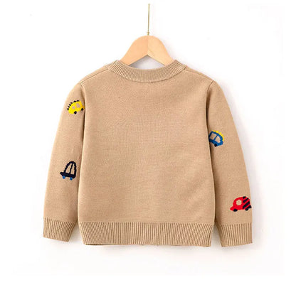 Car Embroidery Knit Cardigan