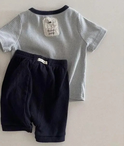 Bunny Ribbed Casual T-shirt and Shorts Set - Peachy Bloomers