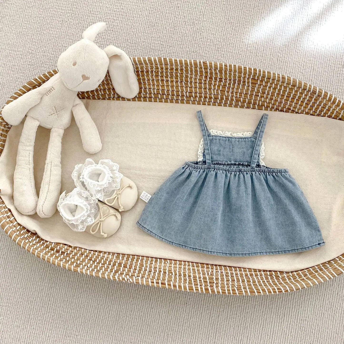 Daisy Denim Set for Girls – Cotton Summer Outfit with Embroidered Details