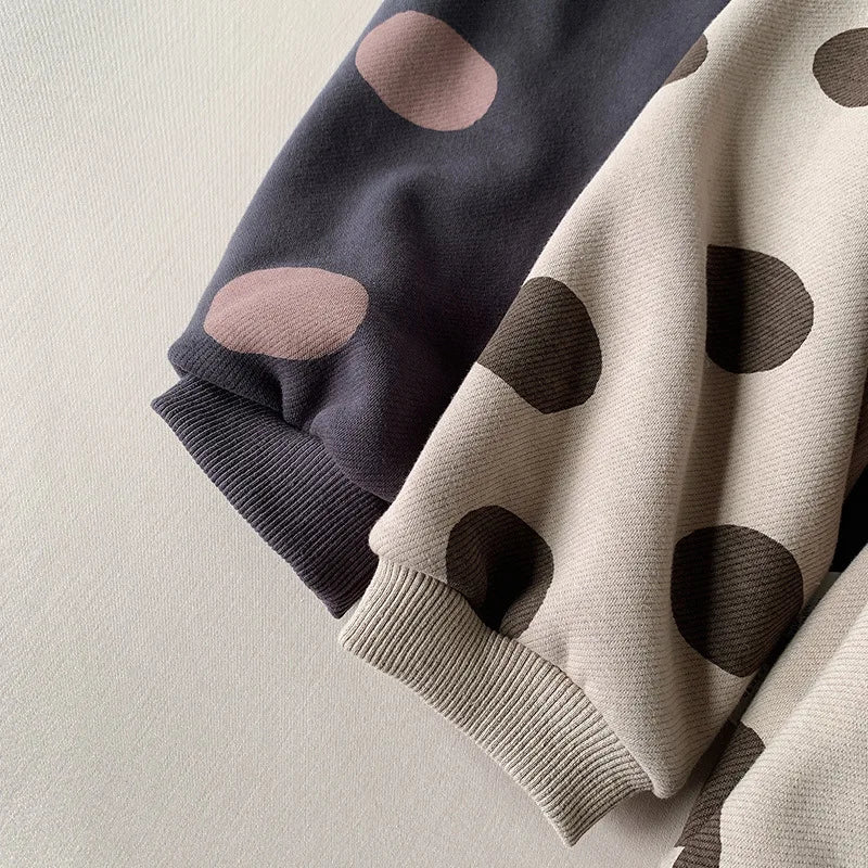 Polka Dot Girls Cotton Fleece Pants