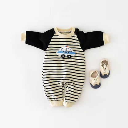 Baby Police Stripe Romper - Peachy Bloomers