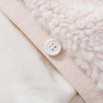 Girls Cherry Embroidery Bomber Fleece Jacket