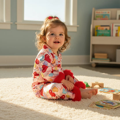 Toddler Girls Heart Print Pajamas Set