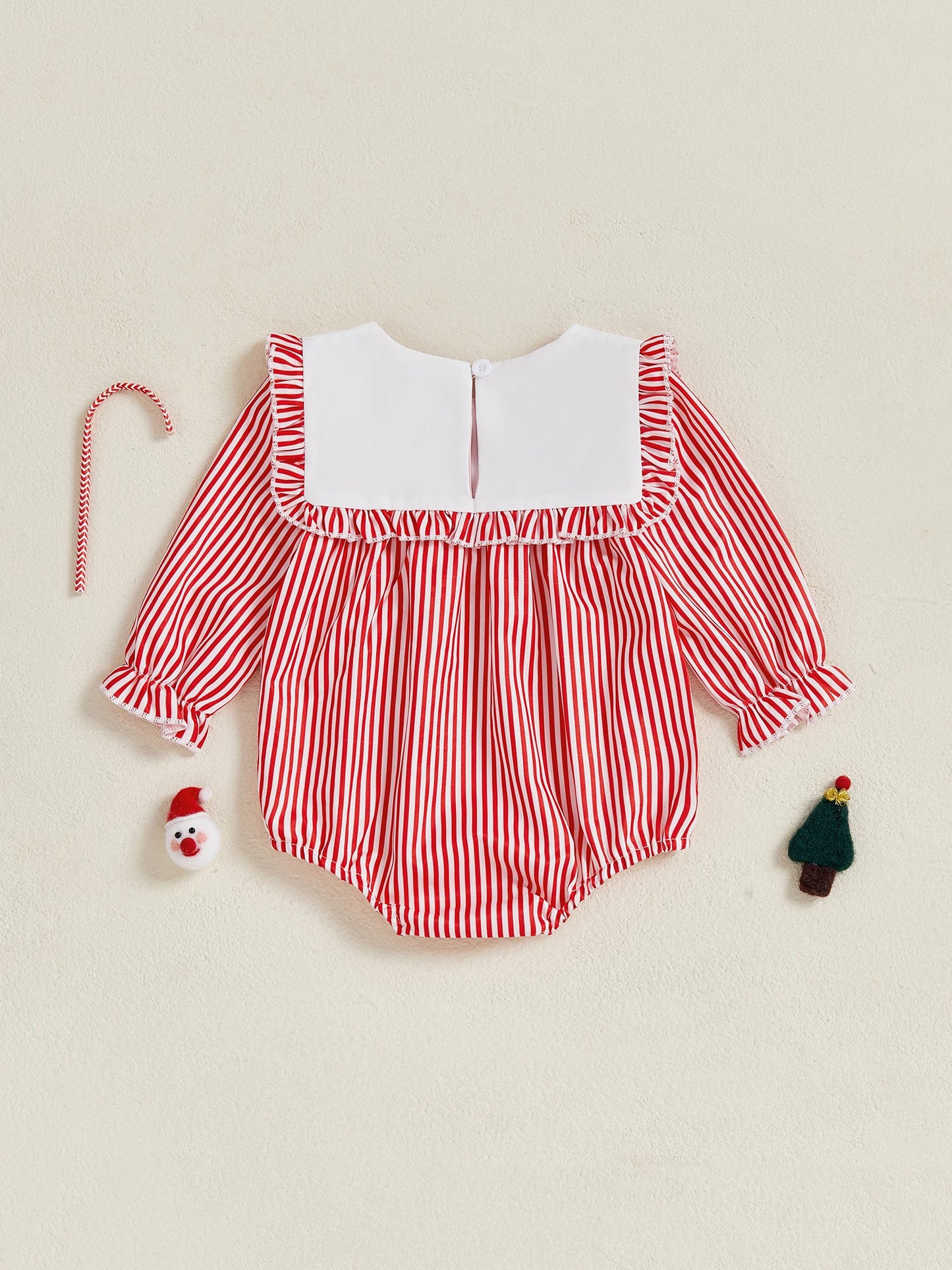Baby Girl Christmas Striped Romper