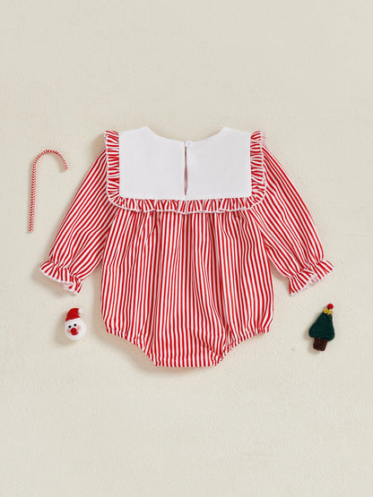 Baby Girl Christmas Striped Romper