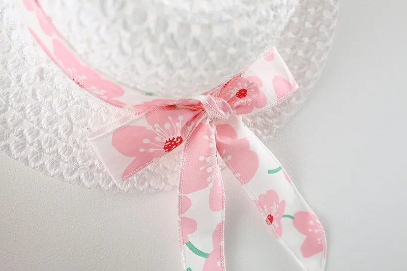 Baby Floral Bow Dress with Sunhat - Peachy Bloomers