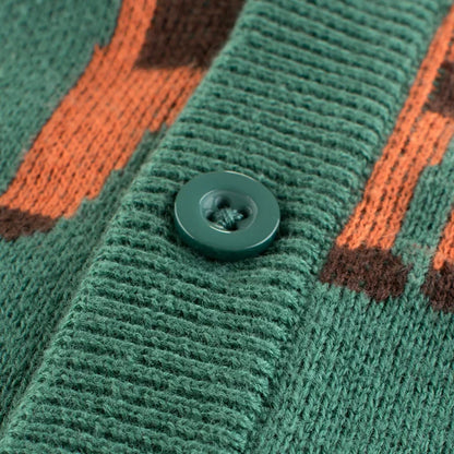 Lama Animal Cotton Knit Cardigan