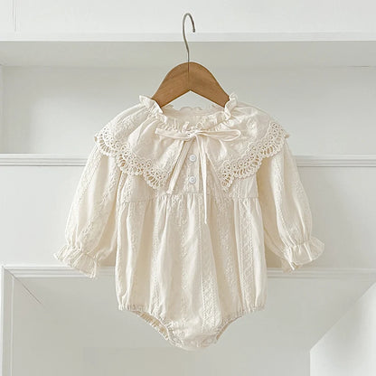 Baby Lace Cotton Romper with Bow