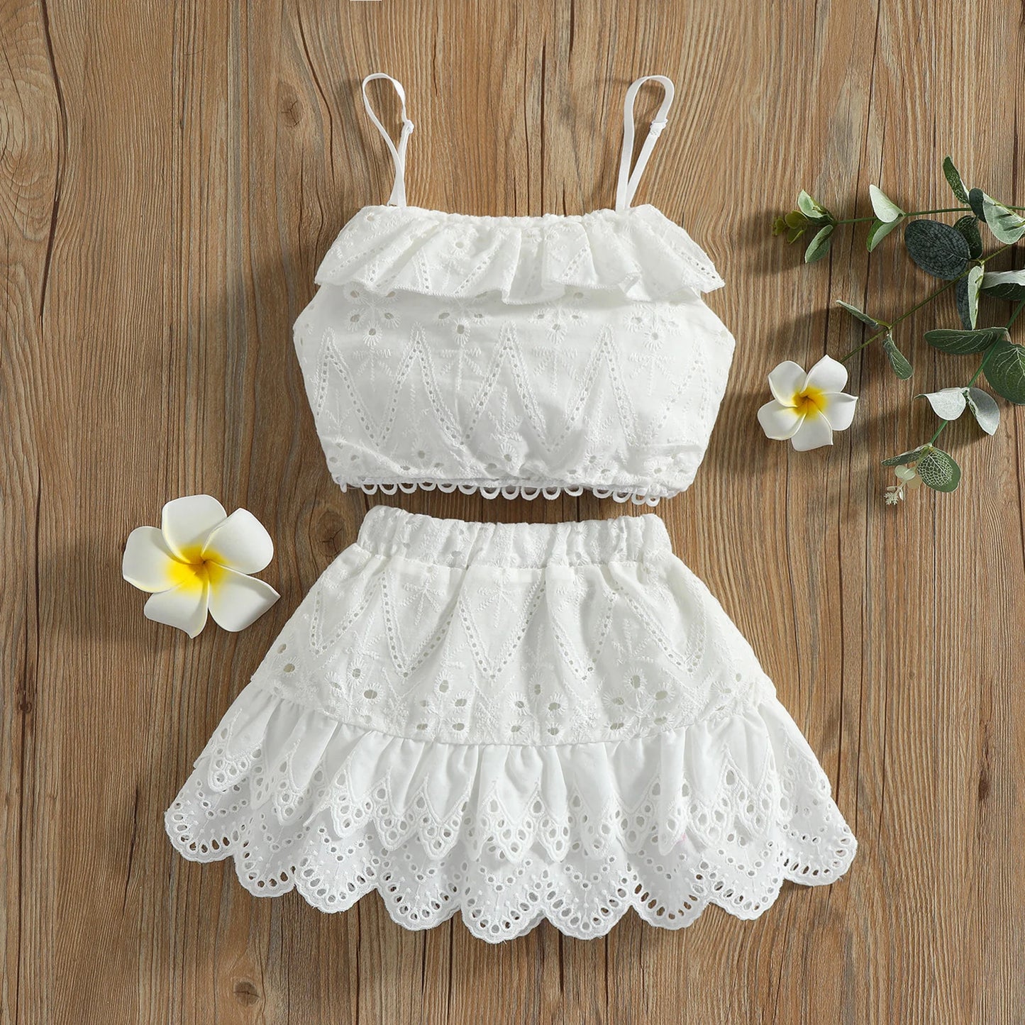 Cotton Eyelet Ruffle and Top Set - Peachy Bloomers