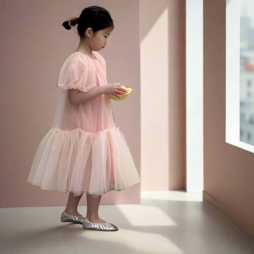 Girls Tulle Pink Flare Dress