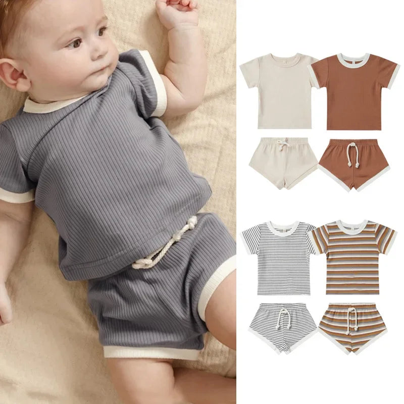 Baby Cotton T-shirt and Shorts Set - Peachy Bloomers