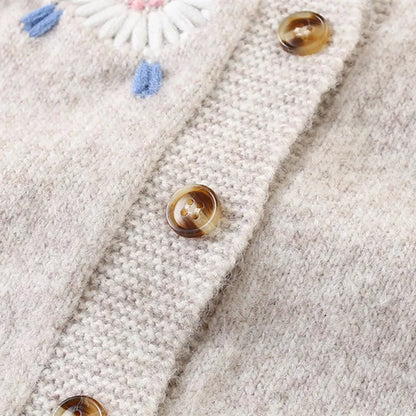 Girls Daisy Floral Soft Knit Cardigan