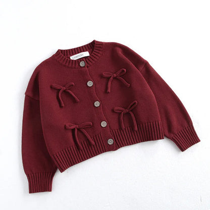 Girls Bow Knit Cardigan