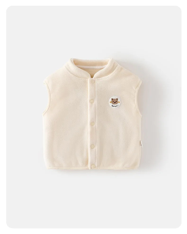 Baby & Kids Fleece Bear Vest In color white