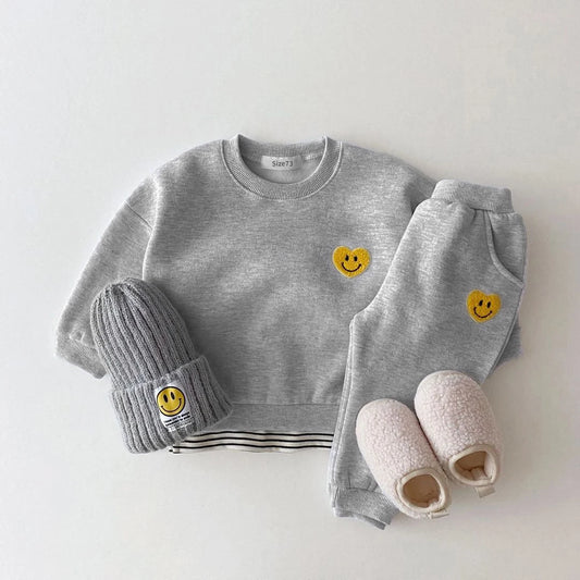 Smiley Heart Sweatshirt and Sweatpants Set